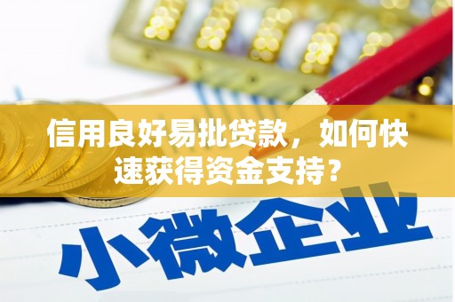 剑阁信用良好易批贷款，如何快速获得资金支持？