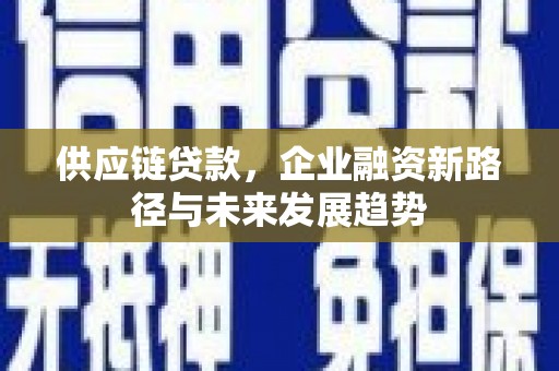 剑阁供应链贷款，企业融资新路径与未来发展趋势