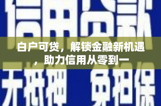剑阁白户可贷，解锁金融新机遇，助力信用从零到一