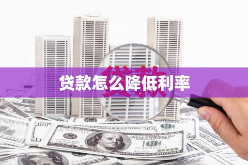 剑阁贷款怎么降低利率