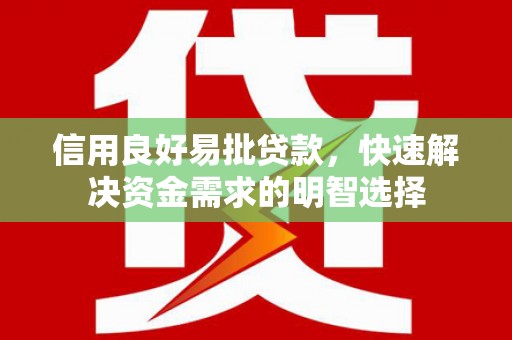 剑阁信用良好易批贷款，快速解决资金需求的明智选择